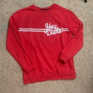 Red “Hey Dude” Sweatshirt